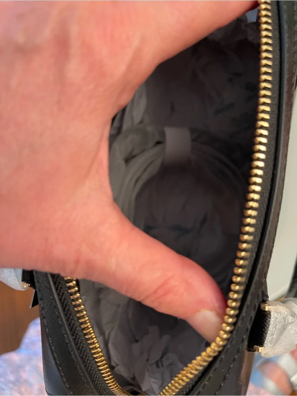 kate spade Black Saffiano Dome Satchel with Gold Hardware